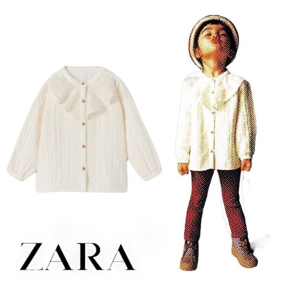 ZARA Kids | Ecru | RUFFLED TULLE SHIRT - Picture 1 of 7